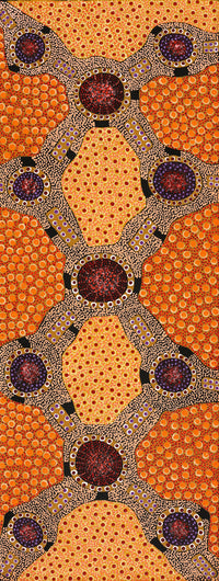 Aboriginal Artwork by Jennifer Napaljarri Lewis, Ngapa Jukurrpa (Water Dreaming) - Puyurru, 122x46cm