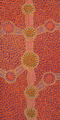 Aboriginal Artwork by Jennifer Napaljarri Lewis, Ngapa Jukurrpa (Water Dreaming) - Puyurru, 122x61cm
