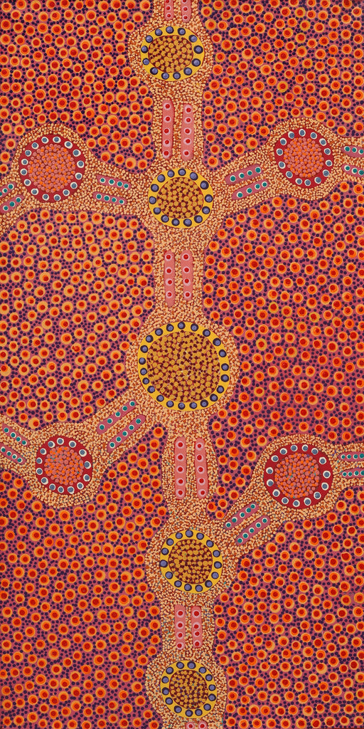 Aboriginal Artwork by Jennifer Napaljarri Lewis, Ngapa Jukurrpa (Water Dreaming) - Puyurru, 122x61cm