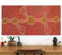 Aboriginal Artwork by Jennifer Napaljarri Lewis, Ngapa Jukurrpa (Water Dreaming) - Puyurru, 122x61cm