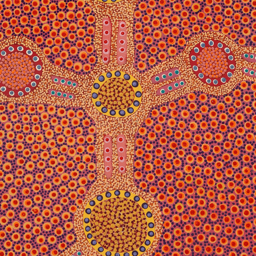 Aboriginal Artwork by Jennifer Napaljarri Lewis, Ngapa Jukurrpa (Water Dreaming) - Puyurru, 122x61cm