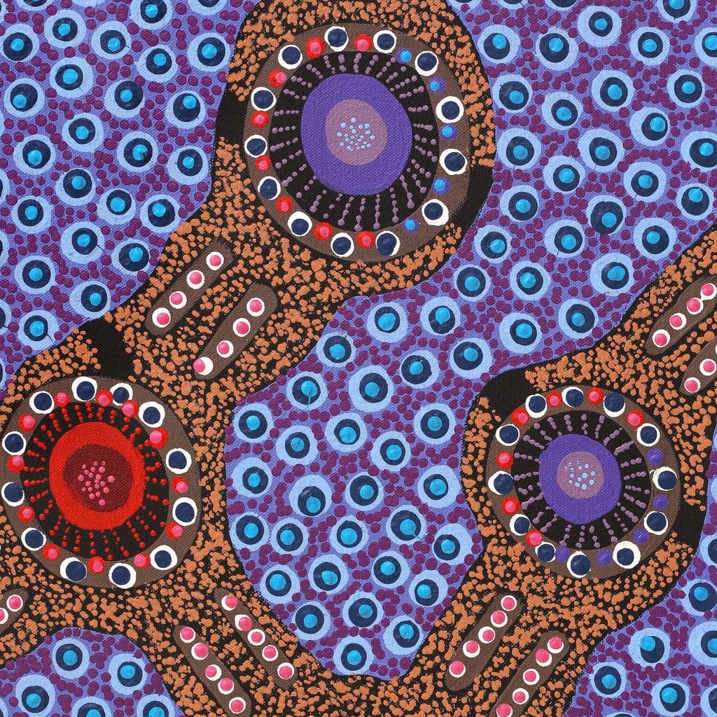 Aboriginal Artwork by Jennifer Napaljarri Lewis, Ngapa Jukurrpa (Water Dreaming) - Puyurru, 61x30cm