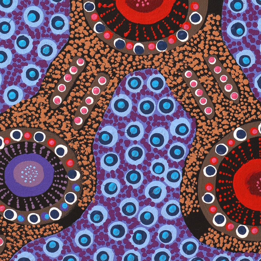 Aboriginal Artwork by Jennifer Napaljarri Lewis, Ngapa Jukurrpa (Water Dreaming) - Puyurru, 61x30cm