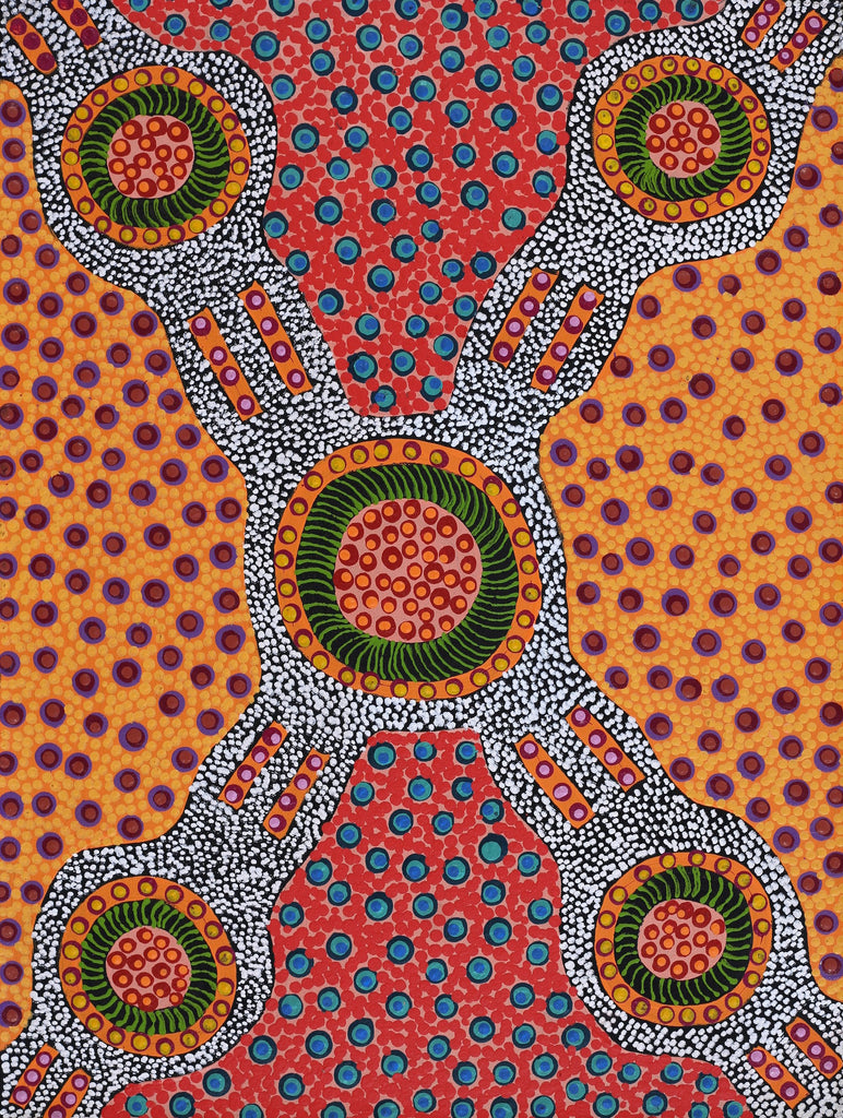 Aboriginal Artwork by Jennifer Napaljarri Lewis, Ngapa Jukurrpa (Water Dreaming) - Puyurru, 61x46cm