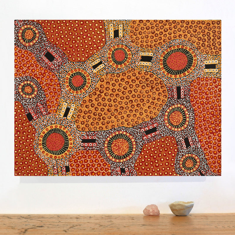Aboriginal Artwork by Jennifer Napaljarri Lewis, Ngapa Jukurrpa (Water Dreaming) - Puyurru, 61x46cm