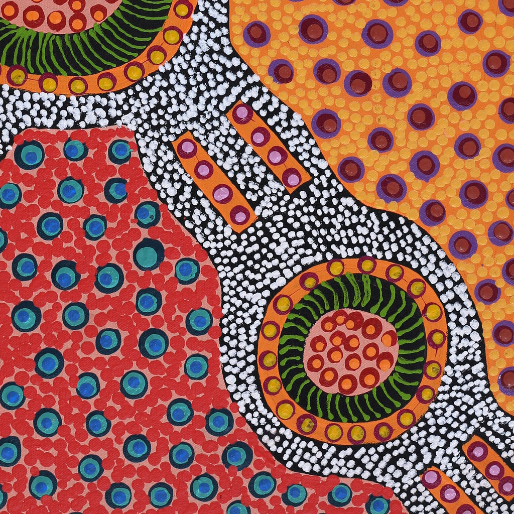 Aboriginal Artwork by Jennifer Napaljarri Lewis, Ngapa Jukurrpa (Water Dreaming) - Puyurru, 61x46cm