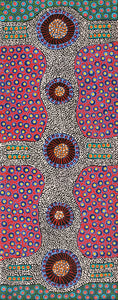 Aboriginal Artwork by Jennifer Napaljarri Lewis, Ngapa Jukurrpa (Water Dreaming) - Puyurru, 76x30cm - ART ARK®
