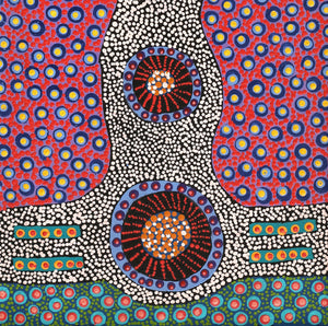 Aboriginal Art by Jennifer Napaljarri Lewis, Ngapa Jukurrpa (Water Dreaming) - Puyurru, 76x30cm - ART ARK®