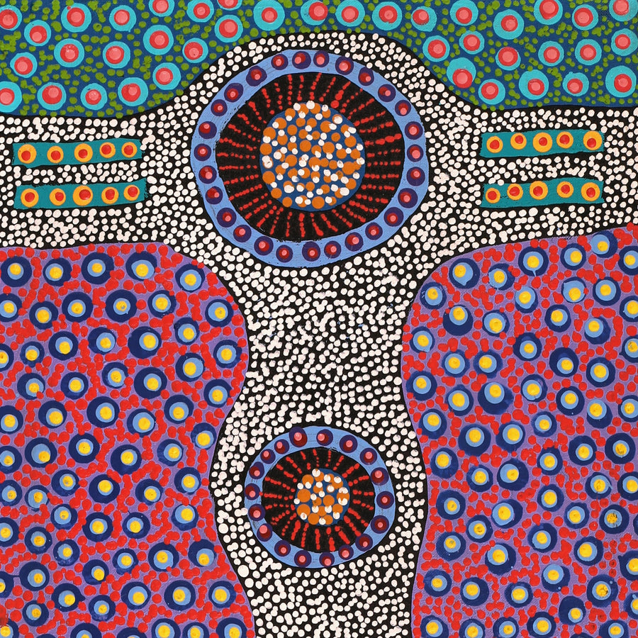 Aboriginal Artwork by Jennifer Napaljarri Lewis, Ngapa Jukurrpa (Water Dreaming) - Puyurru, 76x30cm