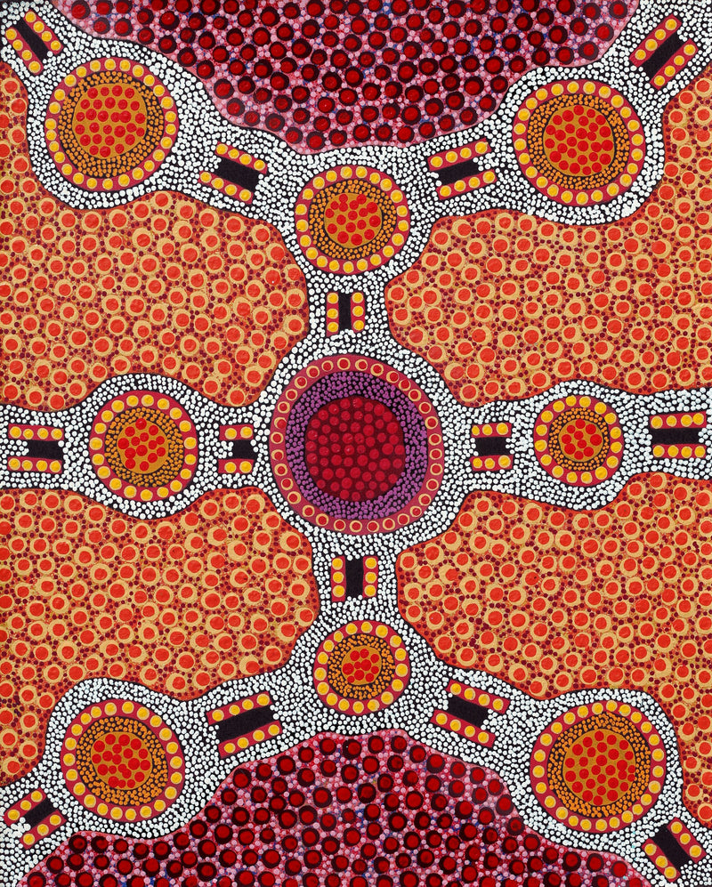 Aboriginal Artwork by Jennifer Napaljarri Lewis, Ngapa Jukurrpa (Water Dreaming) - Puyurru, 76x61cm