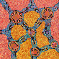 Aboriginal Artwork by Jennifer Napaljarri Lewis, Ngapa Jukurrpa (Water Dreaming) - Puyurru, 76x76cm