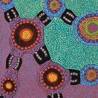 Aboriginal Artwork by Jennifer Napaljarri Lewis, Ngapa Jukurrpa (Water Dreaming) - Puyurru, 76x76cm
