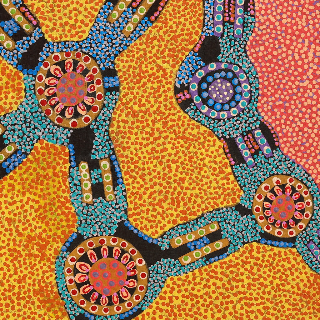 Aboriginal Art by Jennifer Napaljarri Lewis, Ngapa Jukurrpa (Water Dreaming) - Puyurru, 76x76cm - ART ARK®