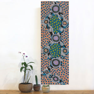 Aboriginal Artwork by Jennifer Napaljarri Lewis, Ngapa Jukurrpa (Water Dreaming) - Puyurru, 91x30cm - ART ARK®