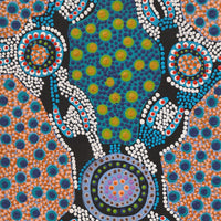 Aboriginal Artwork by Jennifer Napaljarri Lewis, Ngapa Jukurrpa (Water Dreaming) - Puyurru, 91x30cm