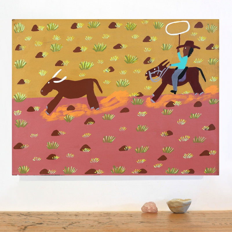 Aboriginal Artwork by Jill Daniels, Cowboy, 60x45cm