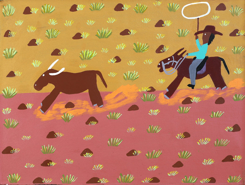 Aboriginal Artwork by Jill Daniels, Cowboy, 60x45cm