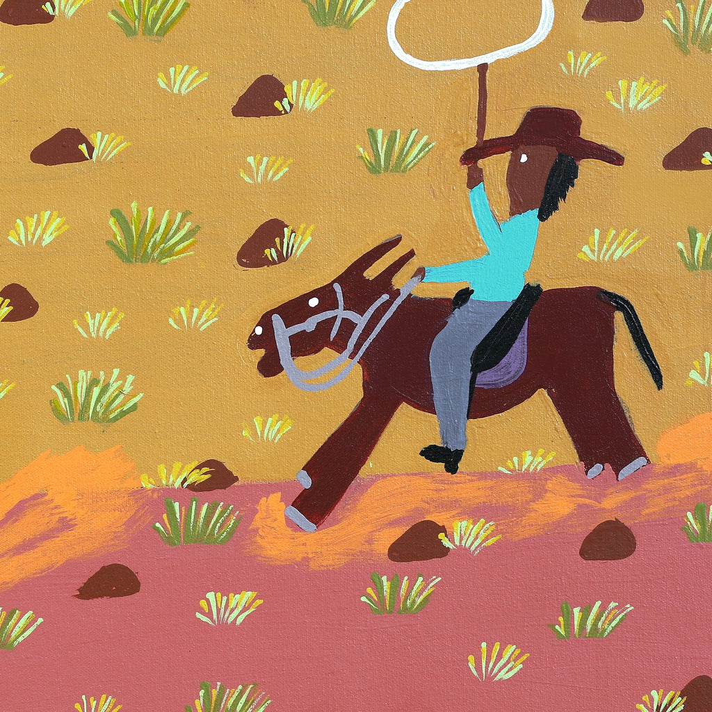 Aboriginal Artwork by Jill Daniels, Cowboy, 60x45cm