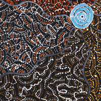 Aboriginal Artwork by Jillian Nampijinpa Brown, Ngapa Jukurrpa (Water Dreaming) - Mikanji, 61x61cm