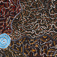 Aboriginal Artwork by Jillian Nampijinpa Brown, Ngapa Jukurrpa (Water Dreaming) - Mikanji, 61x61cm