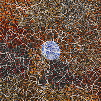 Aboriginal Artwork by Jillian Nampijinpa Brown, Ngapa Jukurrpa (Water Dreaming) - Mikanji, 76x76cm