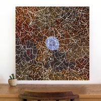 Aboriginal Artwork by Jillian Nampijinpa Brown, Ngapa Jukurrpa (Water Dreaming) - Mikanji, 76x76cm