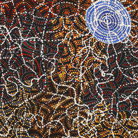 Aboriginal Artwork by Jillian Nampijinpa Brown, Ngapa Jukurrpa (Water Dreaming) - Mikanji, 76x76cm