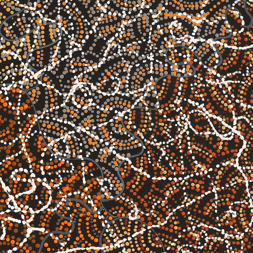 Aboriginal Artwork by Jillian Nampijinpa Brown, Ngapa Jukurrpa (Water Dreaming) - Mikanji, 76x76cm - ART ARK®