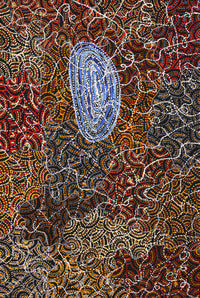 Aboriginal Artwork by Jillian Nampijinpa Brown, Ngapa Jukurrpa (Water Dreaming) - Mikanji, 91x61cm