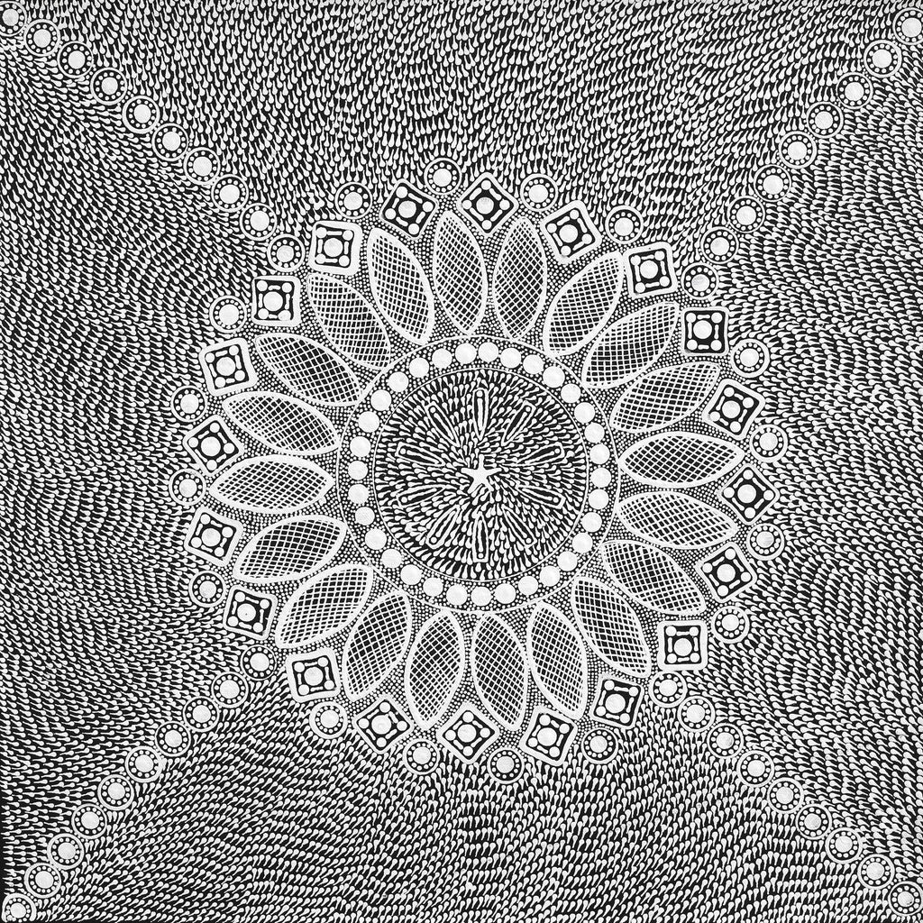 Aboriginal Artwork by Jocelyn Napanangka Frank, Lukarrara Jukurrpa, 46x46cm