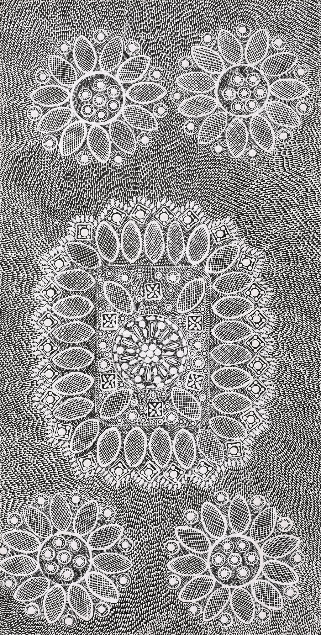 Aboriginal Artwork by Jocelyn Napanangka Frank, Lukarrara Jukurrpa, 91x46cm