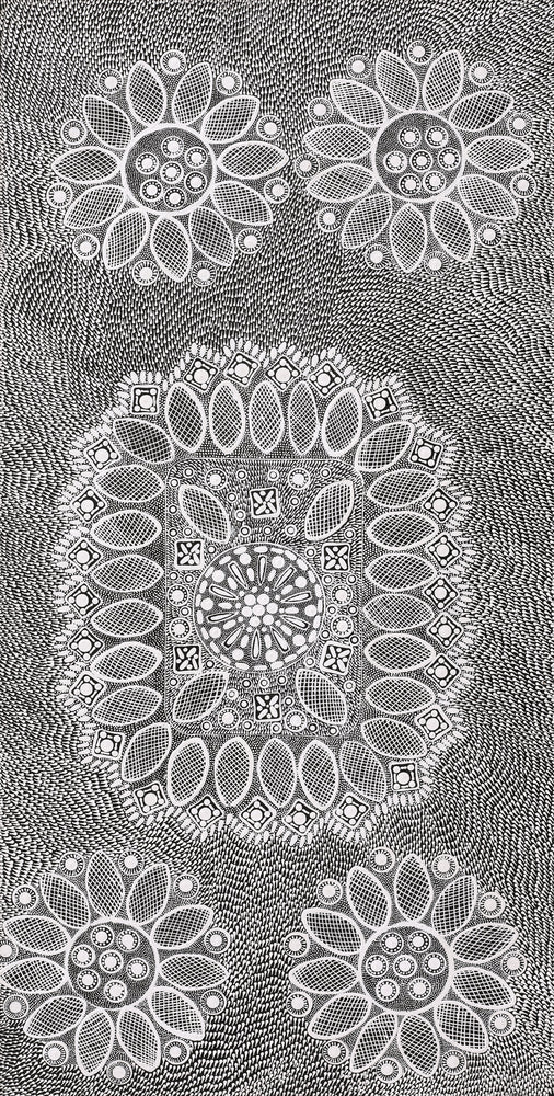 Aboriginal Artwork by Jocelyn Napanangka Frank, Lukarrara Jukurrpa, 91x46cm