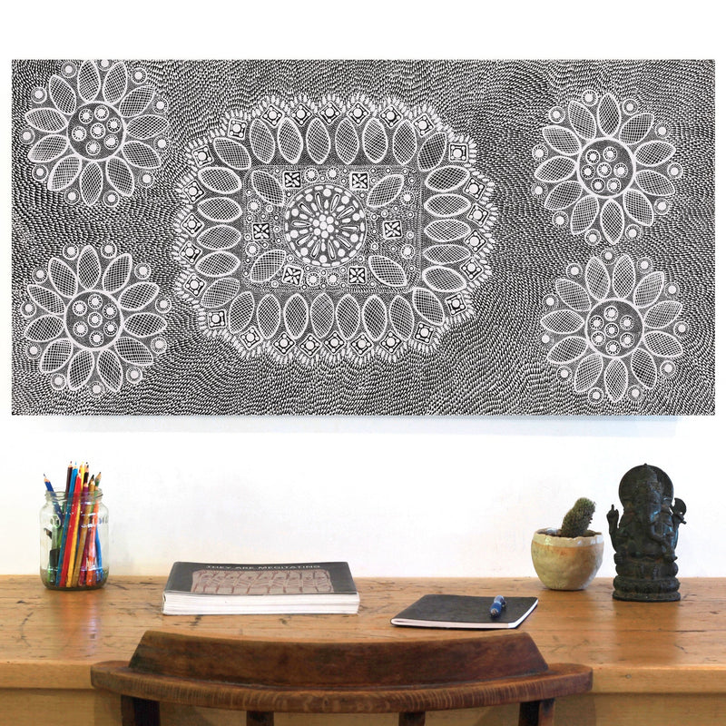 Aboriginal Artwork by Jocelyn Napanangka Frank, Lukarrara Jukurrpa, 91x46cm