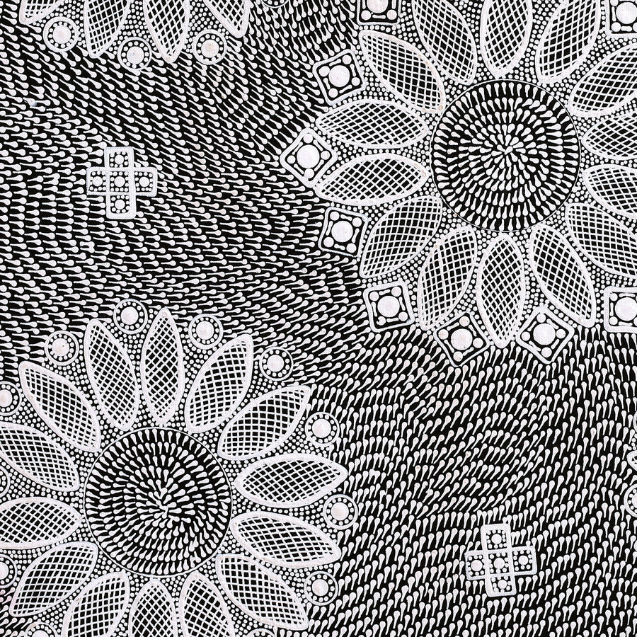 Aboriginal Artwork by Jocelyn Napanangka Frank, Lukarrara Jukurrpa (Desert Fringe-rush Seed Dreaming), 61x61cm