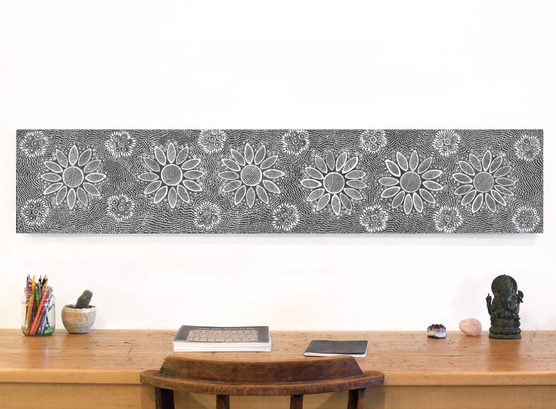 Aboriginal Artwork by Jocelyn Napanangka Frank, Yurrampi Jukurrpa (Honey Ant Dreaming), 152x30cm