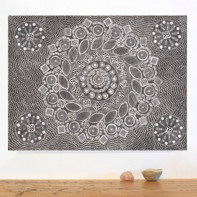 Aboriginal Artwork by Jocelyn Napanangka Frank, Yurrampi Jukurrpa (Honey Ant Dreaming), 61x46cm