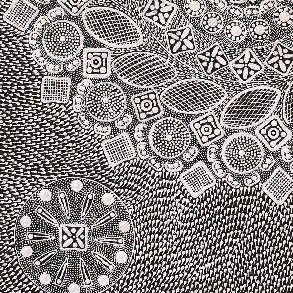 Aboriginal Artwork by Jocelyn Napanangka Frank, Yurrampi Jukurrpa (Honey Ant Dreaming), 61x46cm