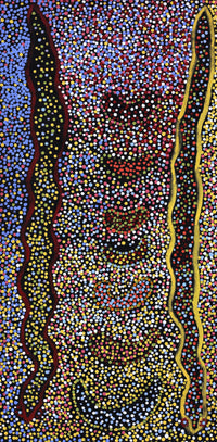 Aboriginal Artwork by Joshua Jungarrayi Brady, The Seven Sisters - Anangu Pitjantjatjara Yankunytjatjara Jukurrpa, 61x30cm