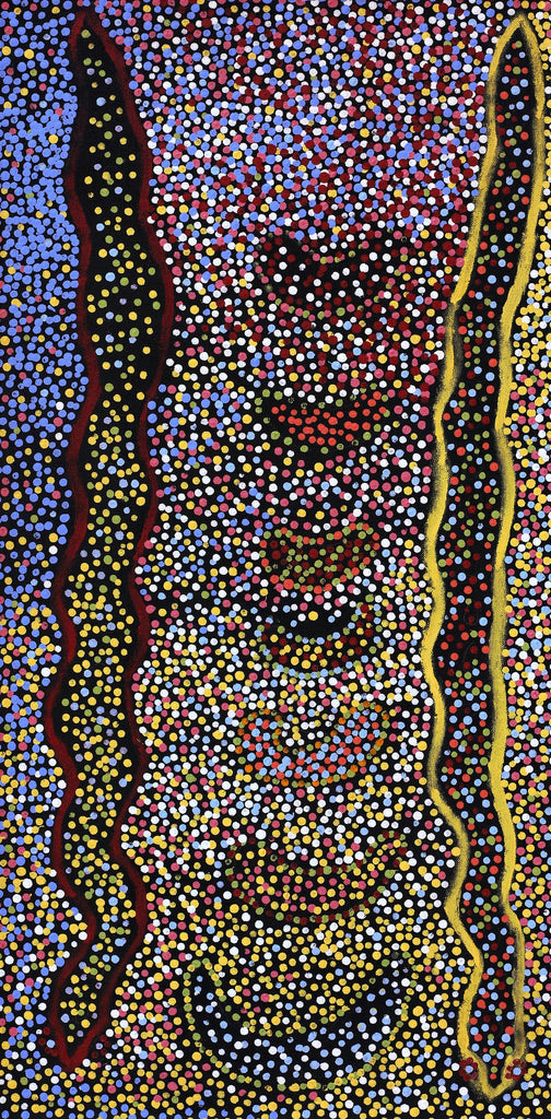 Aboriginal Artwork by Joshua Jungarrayi Brady, The Seven Sisters - Anangu Pitjantjatjara Yankunytjatjara Jukurrpa, 61x30cm - ART ARK®