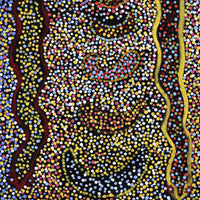Aboriginal Artwork by Joshua Jungarrayi Brady, The Seven Sisters - Anangu Pitjantjatjara Yankunytjatjara Jukurrpa, 61x30cm