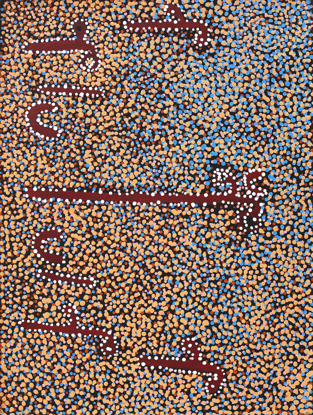 Aboriginal Artwork by Joshua Jungarrayi Brady, The Seven Sisters - Anangu Pitjantjatjara Yankunytjatjara Jukurrpa, 61x46cm