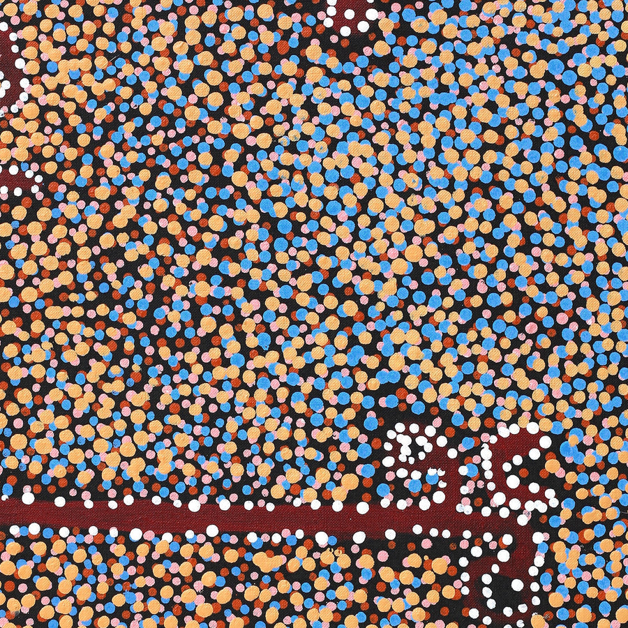Aboriginal Artwork by Joshua Jungarrayi Brady, The Seven Sisters - Anangu Pitjantjatjara Yankunytjatjara Jukurrpa, 61x46cm