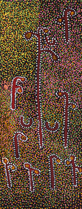 Aboriginal Art by Joshua Jungarrayi Brady, The Seven Sisters - Anangu Pitjantjatjara Yankunytjatjara Jukurrpa, 76x30cm - ART ARK®