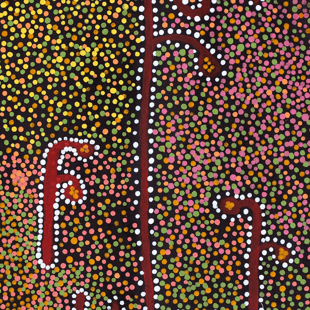 Aboriginal Artwork by Joshua Jungarrayi Brady, The Seven Sisters - Anangu Pitjantjatjara Yankunytjatjara Jukurrpa, 76x30cm