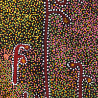 Aboriginal Artwork by Joshua Jungarrayi Brady, The Seven Sisters - Anangu Pitjantjatjara Yankunytjatjara Jukurrpa, 76x30cm