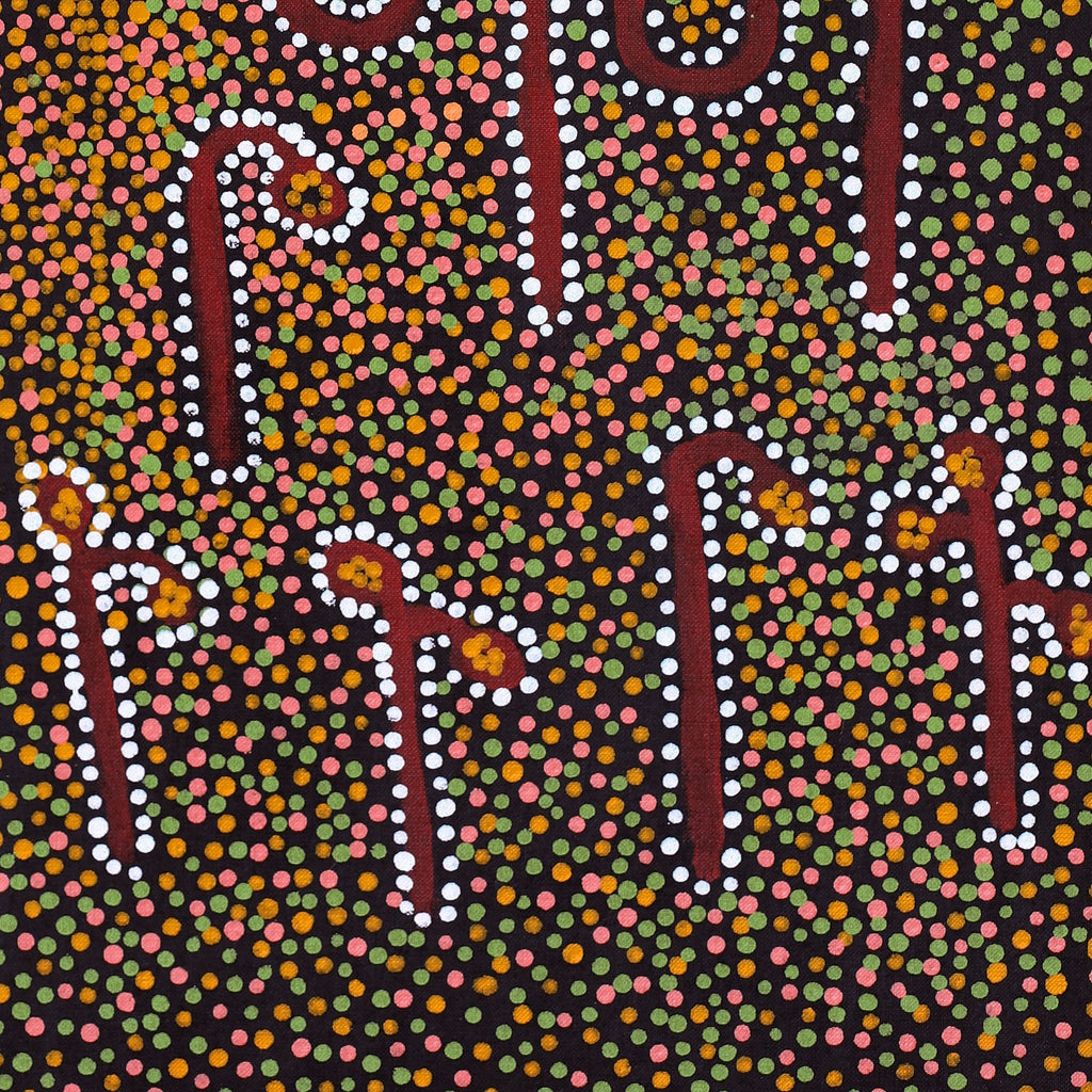 Aboriginal Artwork by Joshua Jungarrayi Brady, The Seven Sisters - Anangu Pitjantjatjara Yankunytjatjara Jukurrpa, 76x30cm
