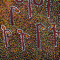 Aboriginal Artwork by Joshua Jungarrayi Brady, The Seven Sisters - Anangu Pitjantjatjara Yankunytjatjara Jukurrpa, 76x30cm