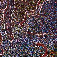 Aboriginal Artwork by Joshua Jungarrayi Brady, The Seven Sisters - Anangu Pitjantjatjara Yankunytjatjara Jukurrpa, 76x46cm