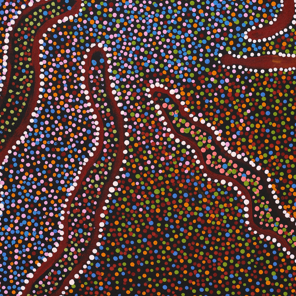 Aboriginal Artwork by Joshua Jungarrayi Brady, The Seven Sisters - Anangu Pitjantjatjara Yankunytjatjara Jukurrpa, 76x46cm