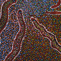 Aboriginal Artwork by Joshua Jungarrayi Brady, The Seven Sisters - Anangu Pitjantjatjara Yankunytjatjara Jukurrpa, 76x46cm
